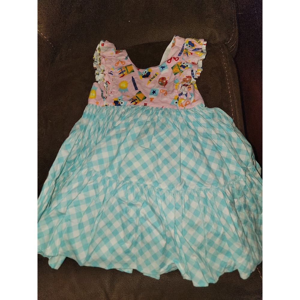 Abbys closet back to school crayons owl art dress size 4t boutique